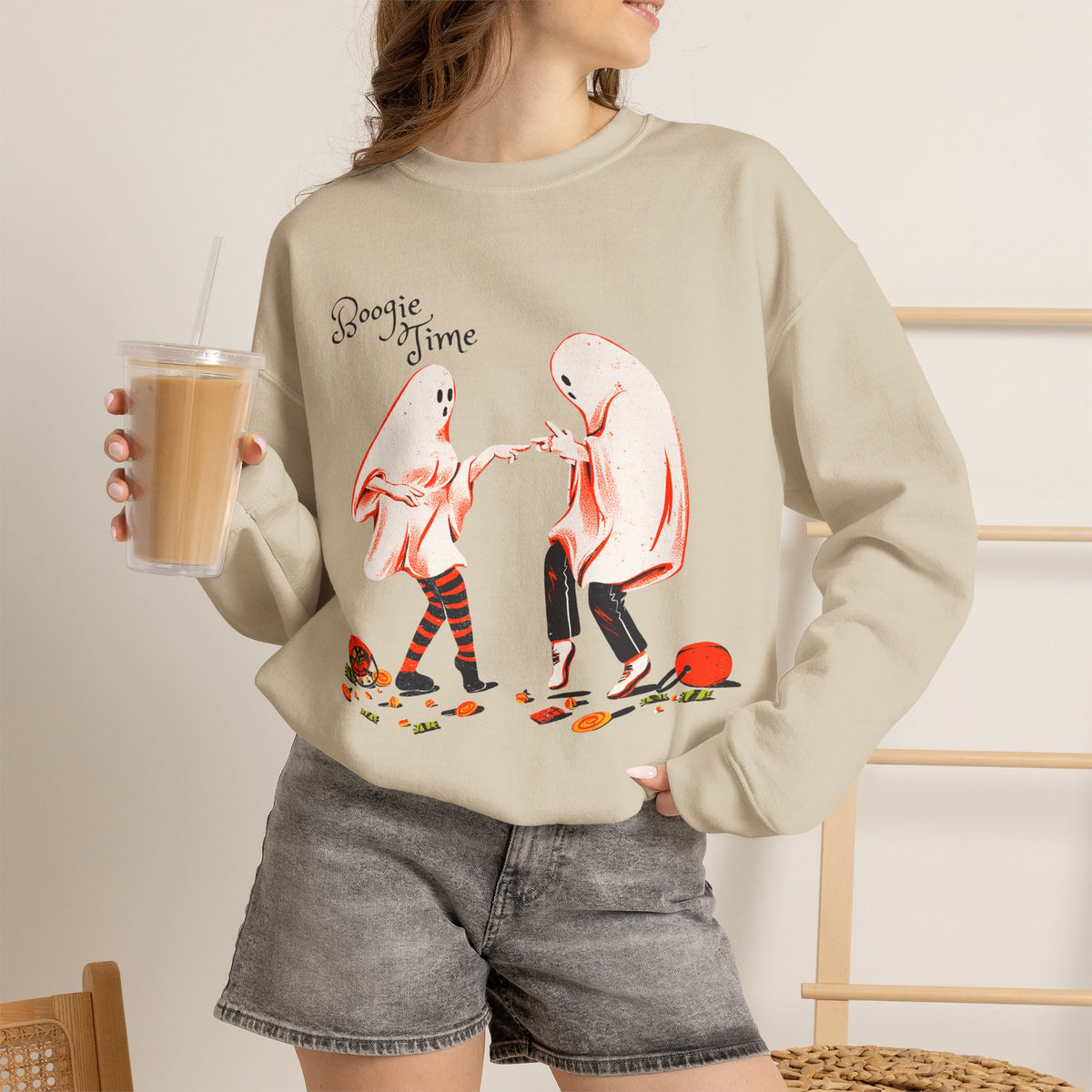 Boogie Time ghost dancers Sweatshirt | Halloween spooky illustration