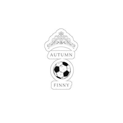 Die-Cut Sticker — Vintage Crown & Soccer Ball Design (Custom Name: Autumn, Finny)