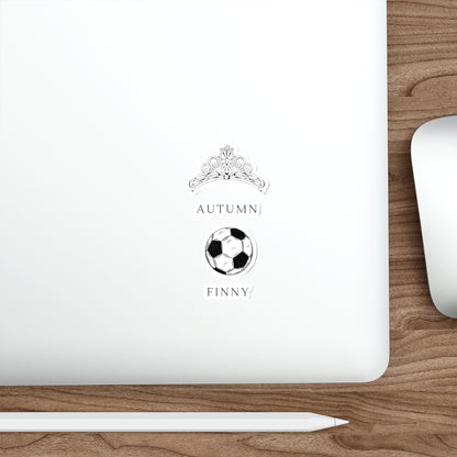 Die-Cut Sticker — Vintage Crown & Soccer Ball Design (Custom Name: Autumn, Finny)