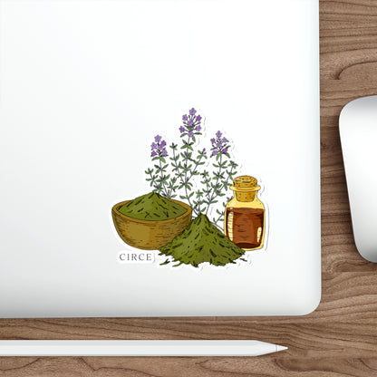 Herbal Apothecary Die-Cut Sticker — Lavender, Matcha & Tonic Bottle Illustration