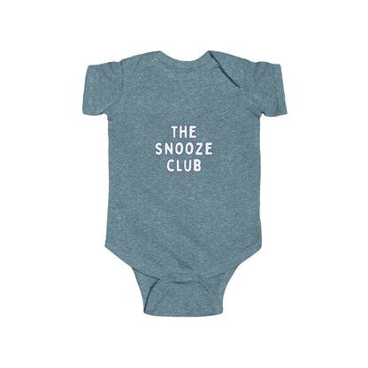 Infant Bodysuit — "The Snooze Club" Cute Baby Onesie, Soft Jersey Sleepwear