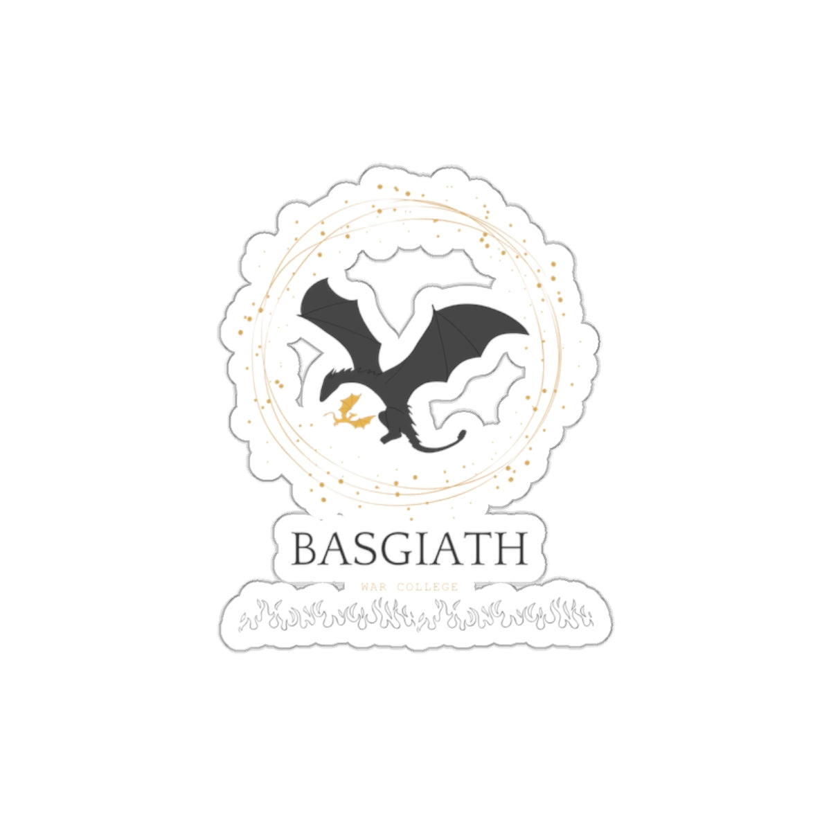 Basgiath Dragon Die-Cut Sticker — Black Dragon Emblem Sticker for Laptops & Notebooks