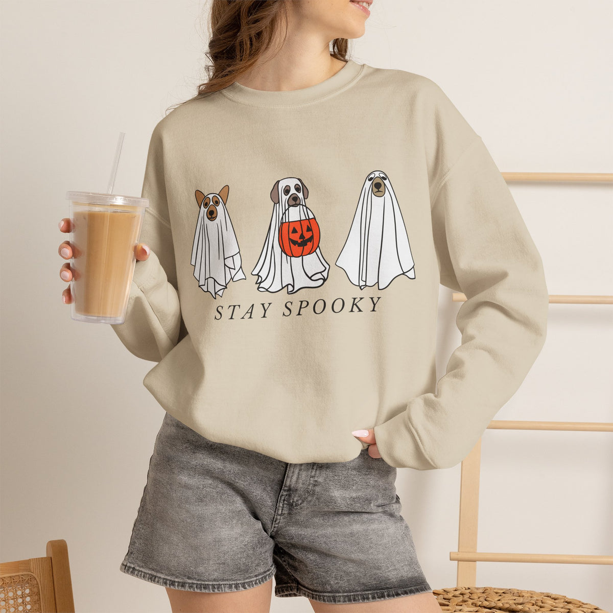 Dogs in Ghost Costumes Sweatshirt | Stay Spooky Halloween