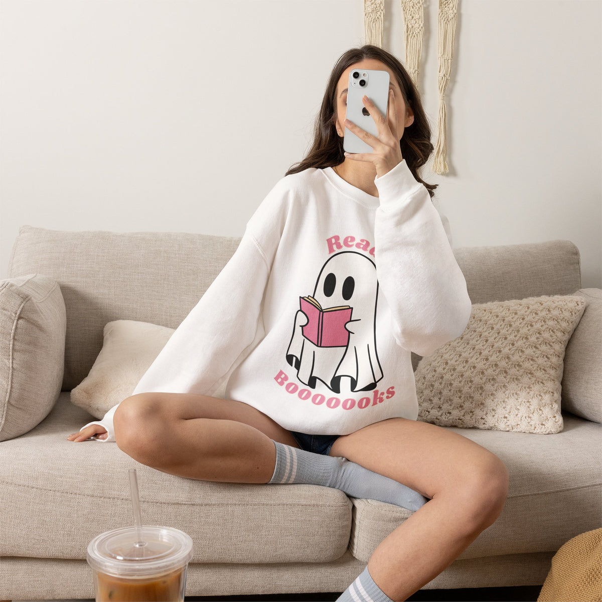 Read Booooks ghost reading sweatshirt | Halloween book lover top