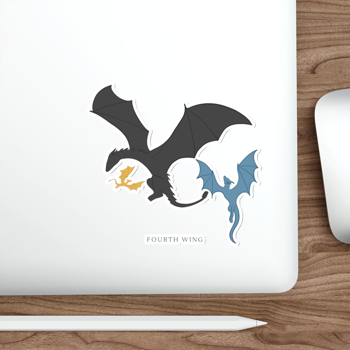 Fourth Wing Dragon Die-Cut Sticker — Stylized Black & Blue Dragons