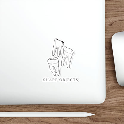 Die-Cut Sticker — 'Sharp Objects' Tooth Trio Sticker (Creepy Dental Gothic Decal)