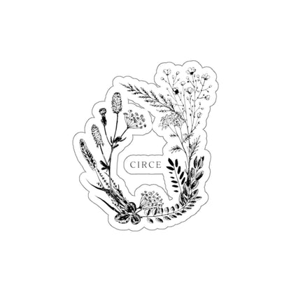 Die-Cut Sticker — Botanical Wreath 'CIRCE' Floral Vinyl Decal | Feminine Nature Laptop Sticker, Journal & Gift Accent