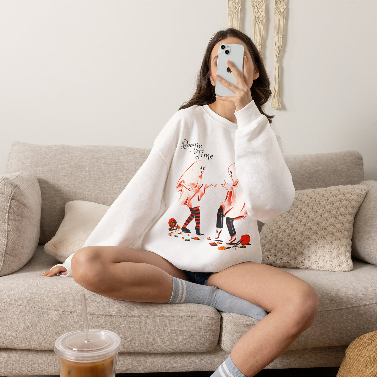 Boogie Time ghost dancers Sweatshirt | Halloween spooky illustration