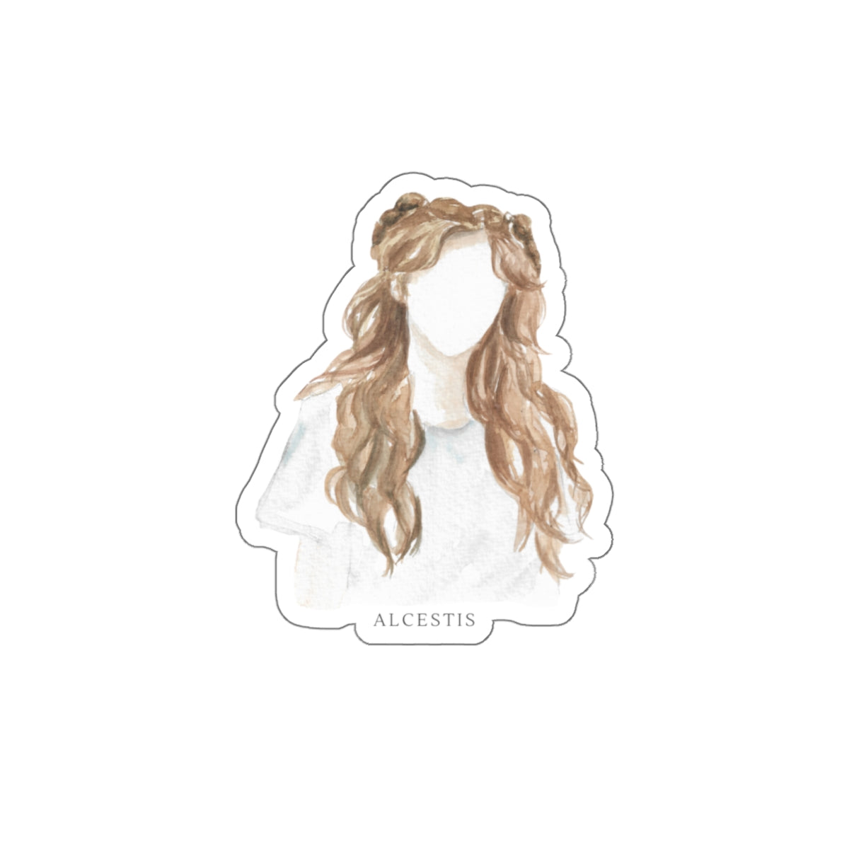 Boho Watercolor Hair Sticker — Die-Cut Feminine Portrait Decal