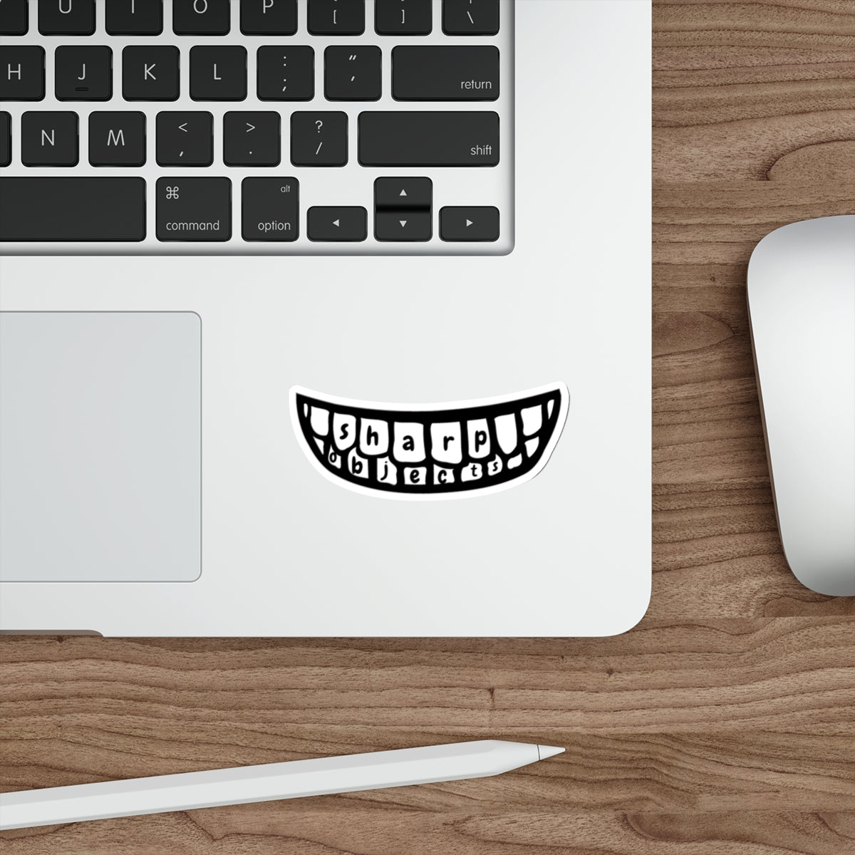 Smile Teeth Die-Cut Sticker — 'Sharp Objects' Lettered Grin Sticker