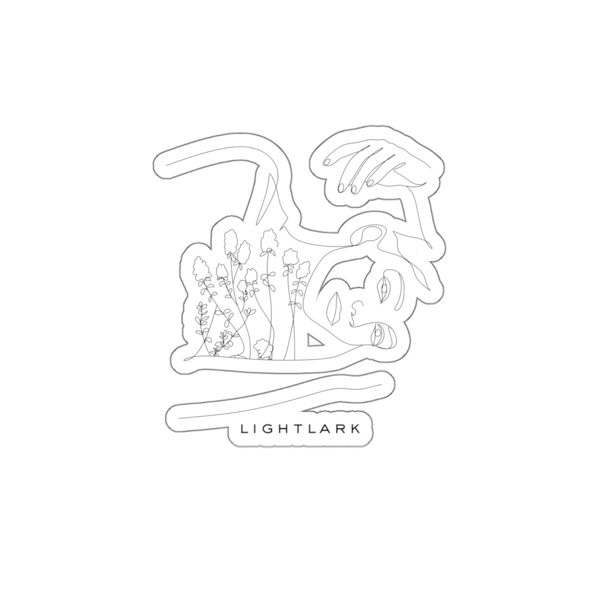 Minimal Floral Line Art Sticker — 'LIGHTLARK' Die-Cut Vinyl Sticker