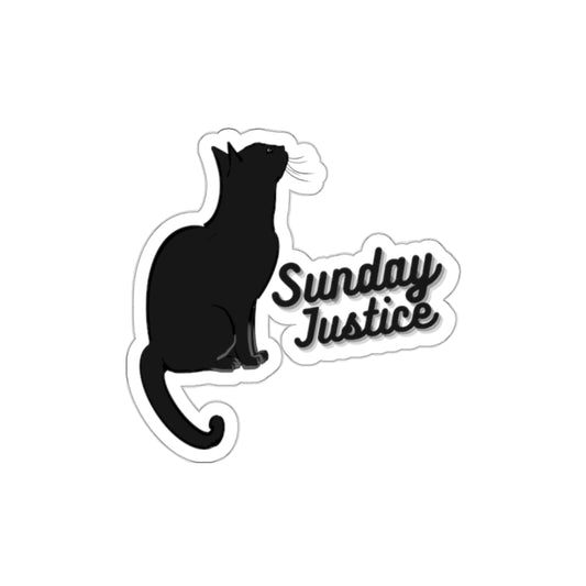Sunday Justice Cat Die-Cut Sticker — Black Cat Silhouette Laptop Decal