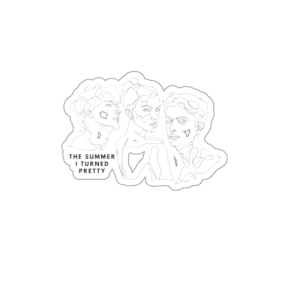 Die-Cut Sticker — Minimal Line Art Trio "The Summer I Turned Pretty"