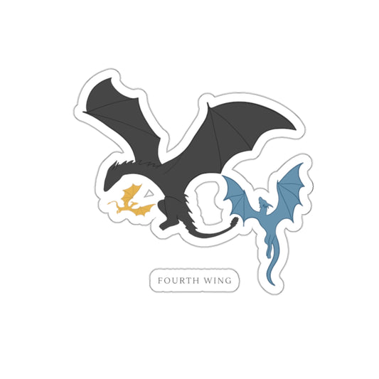 Fourth Wing Dragon Die-Cut Sticker — Stylized Black & Blue Dragons