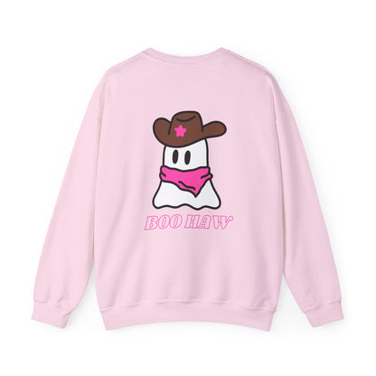 Boo Haw cowboy ghost Sweatshirt | Western ghost design, pink bandana