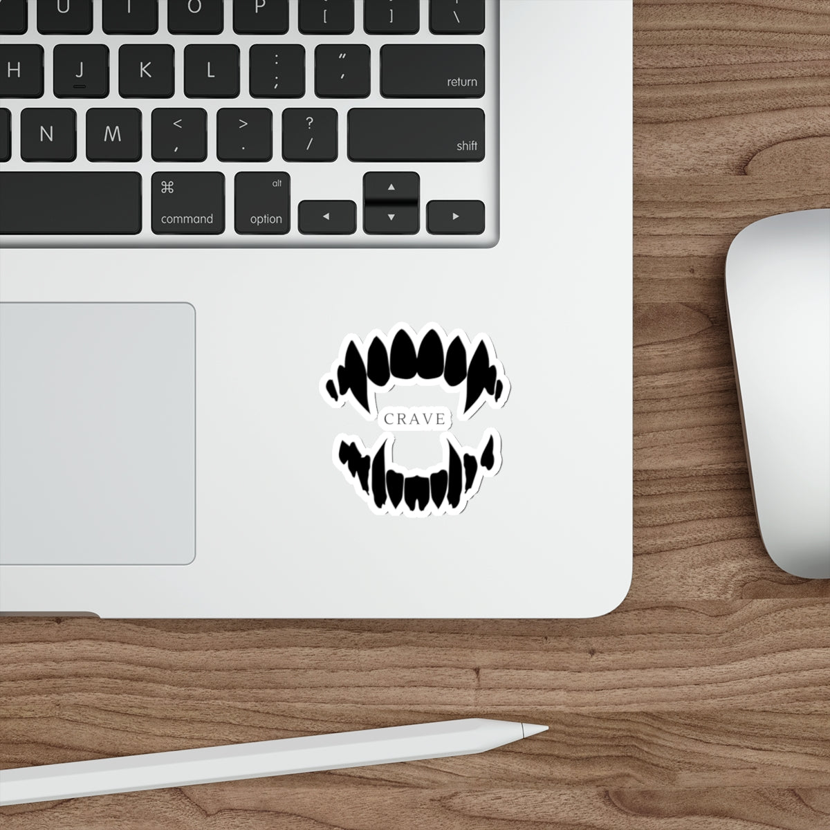 Crave Vampire Fangs Die-Cut Sticker — Gothic Tooth Design