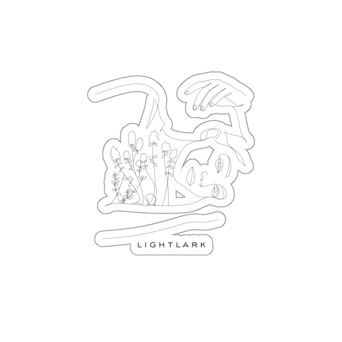 Minimal Floral Line Art Sticker — 'LIGHTLARK' Die-Cut Vinyl Sticker