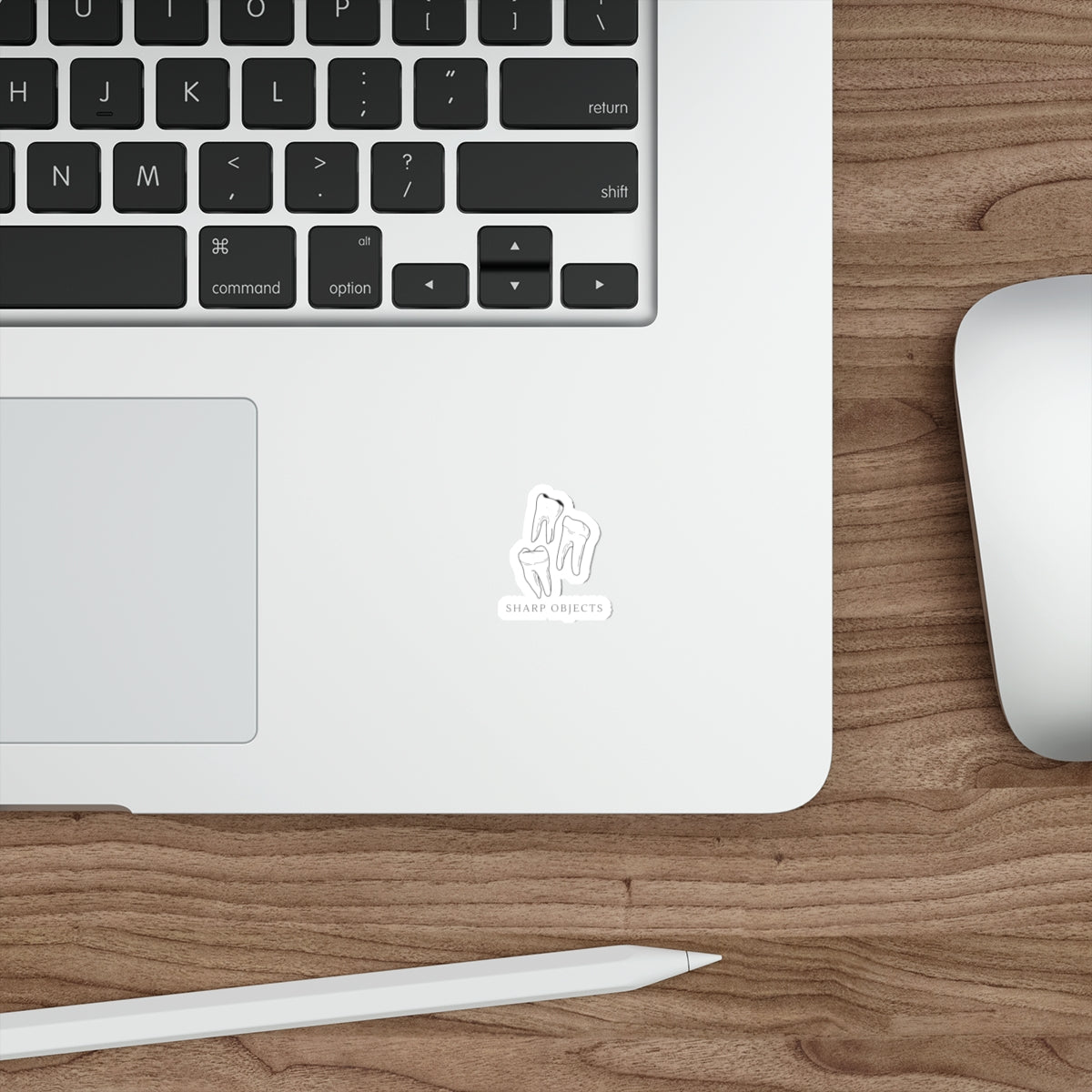Die-Cut Sticker — 'Sharp Objects' Tooth Trio Sticker (Creepy Dental Gothic Decal)