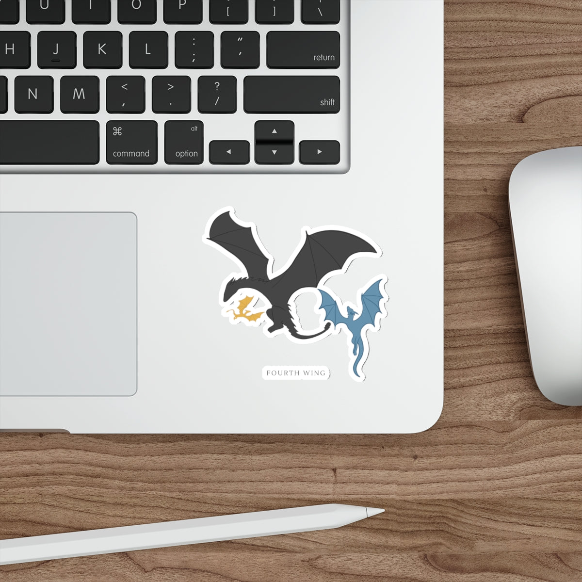 Fourth Wing Dragon Die-Cut Sticker — Stylized Black & Blue Dragons