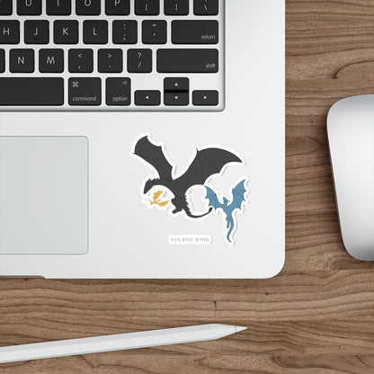 Fourth Wing Dragon Die-Cut Sticker — Stylized Black & Blue Dragons
