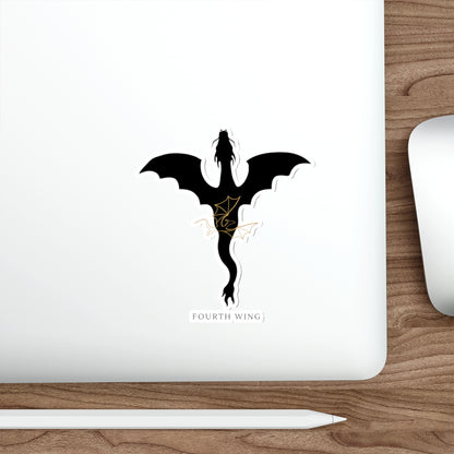 Fourth Wing Dragon Die-Cut Sticker — Black Silhouette Fantasy Vinyl Decal