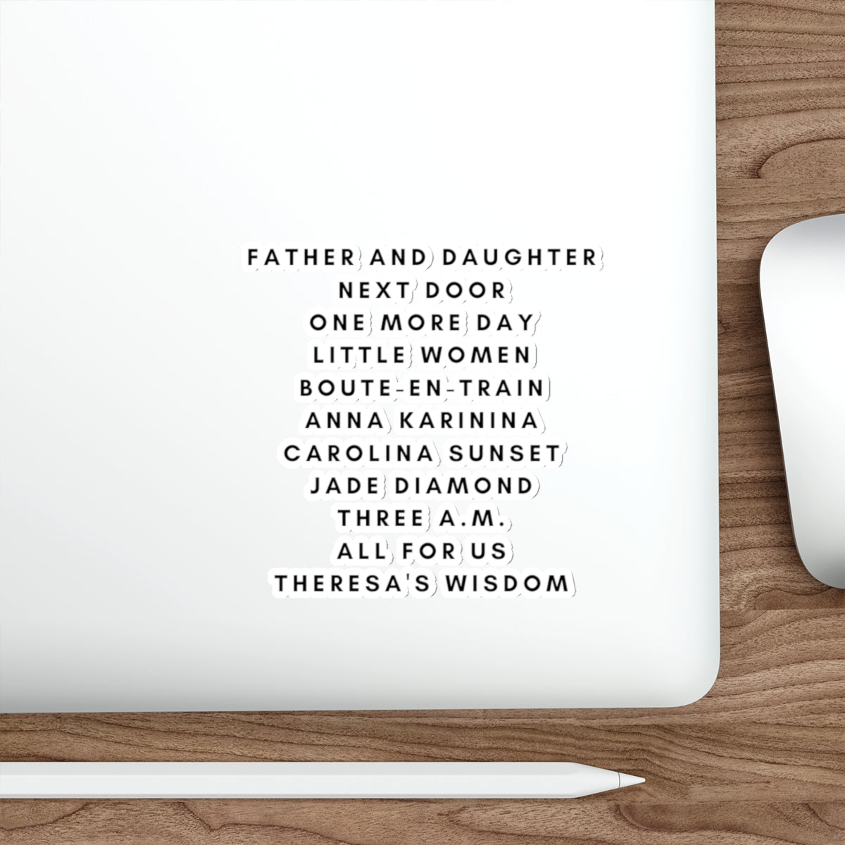 Literary Titles Die-Cut Sticker — Minimal Book List Sticker (Father and Daughter, Little Women, Anna Karenina)