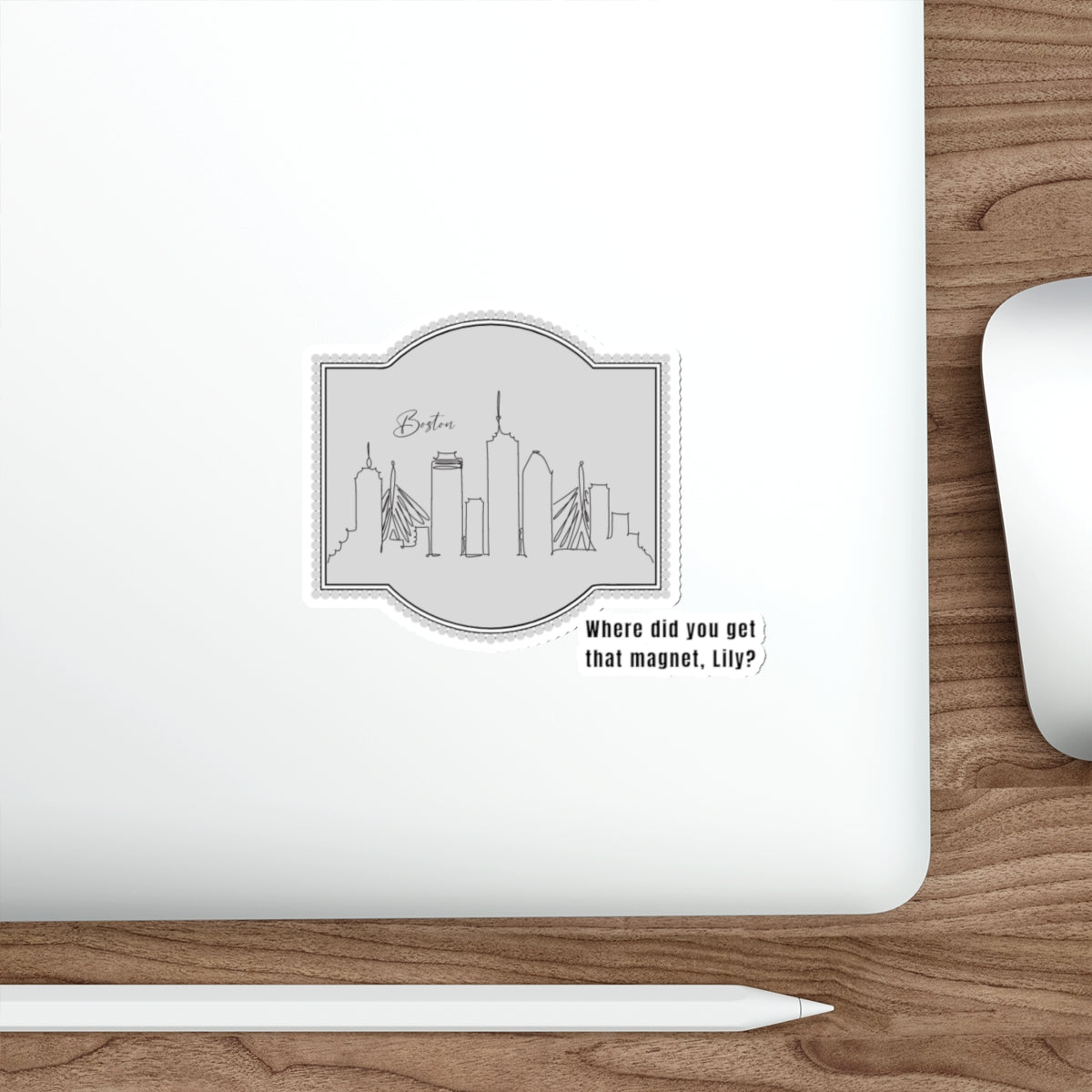 Boston Skyline Die-Cut Sticker — "Where did you get that magnet, Lily?"