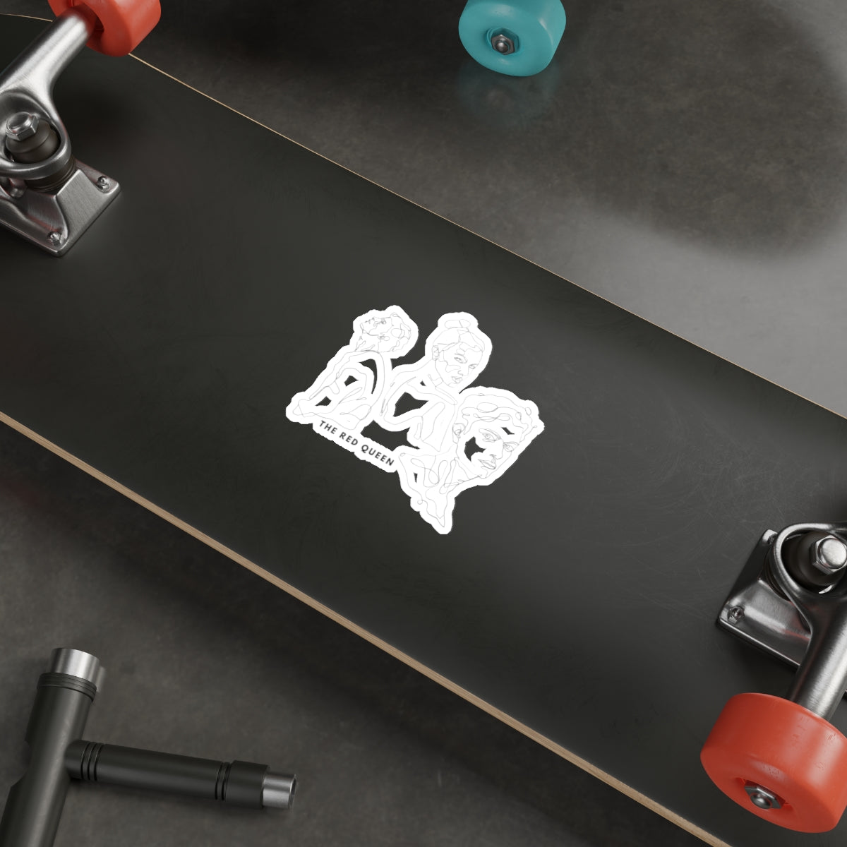 Die-Cut Sticker — Minimal Line Portraits "The Red Queen" (3 Faces)
