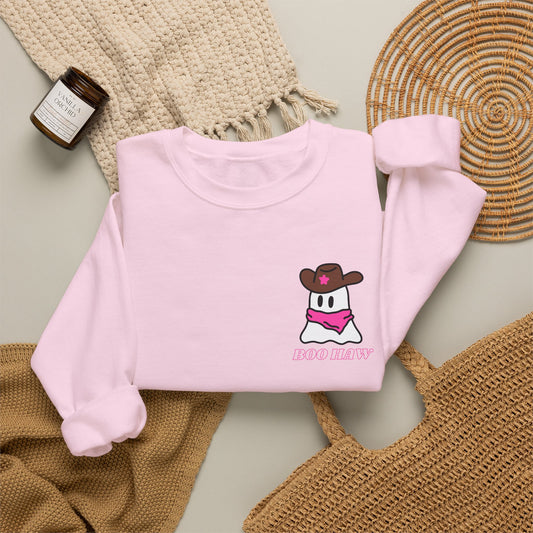 Boo Haw cowboy ghost Sweatshirt | Western ghost design, pink bandana
