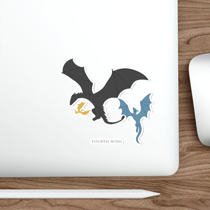 Fourth Wing Dragon Die-Cut Sticker — Stylized Black & Blue Dragons