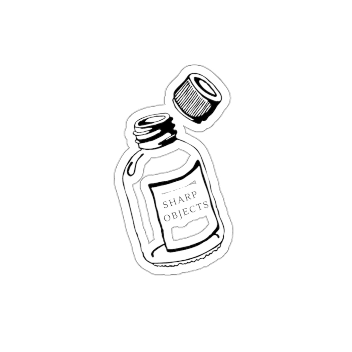 Sharp Objects Vial Die-Cut Sticker — Aesthetic Medical Bottle Sticker
