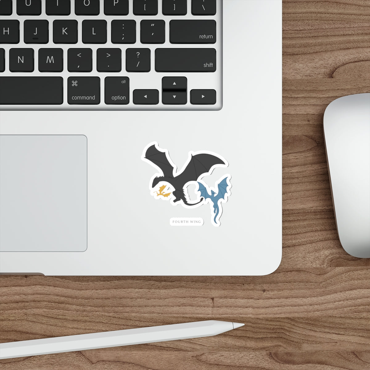 Fourth Wing Dragon Die-Cut Sticker — Stylized Black & Blue Dragons