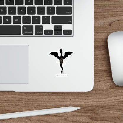 Fourth Wing Dragon Die-Cut Sticker — Black Silhouette Fantasy Vinyl Decal