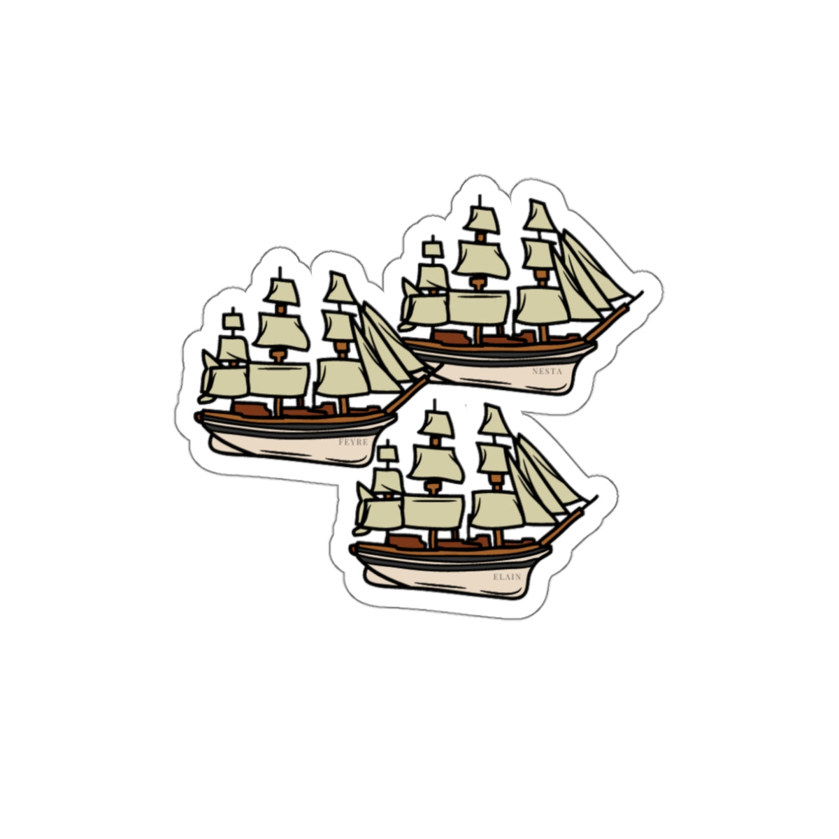 Vintage Sailing Ship Die-Cut Sticker — Nautical Boat Sticker Pack