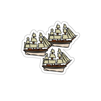 Vintage Sailing Ship Die-Cut Sticker — Nautical Boat Sticker Pack