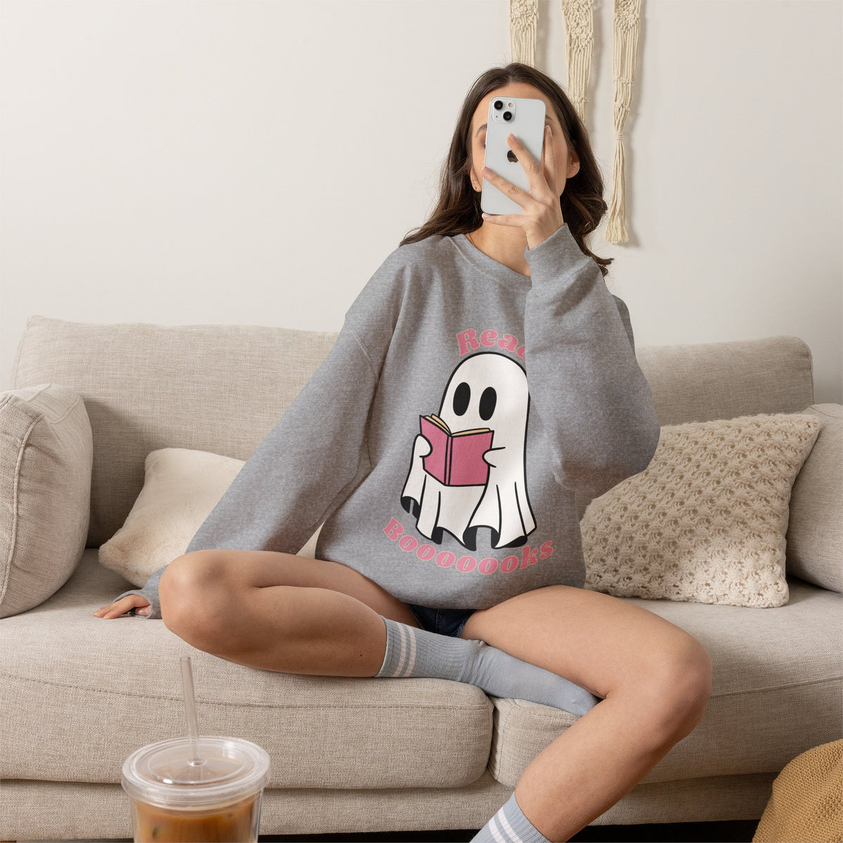 Read Booooks ghost reading sweatshirt | Halloween book lover top