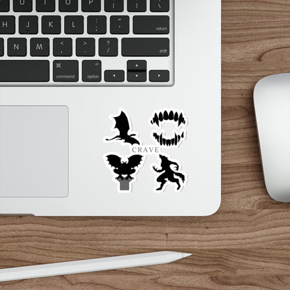 Crave Gothic Monster Die-Cut Sticker Pack — Vampire, Bat, Fanged Mouth & Werewolf Decals