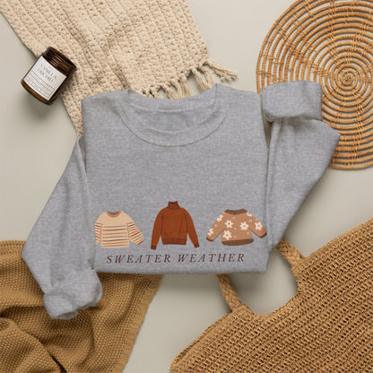 Sweater Weather illustration Sweatshirt | cozy knit sweaters graphic