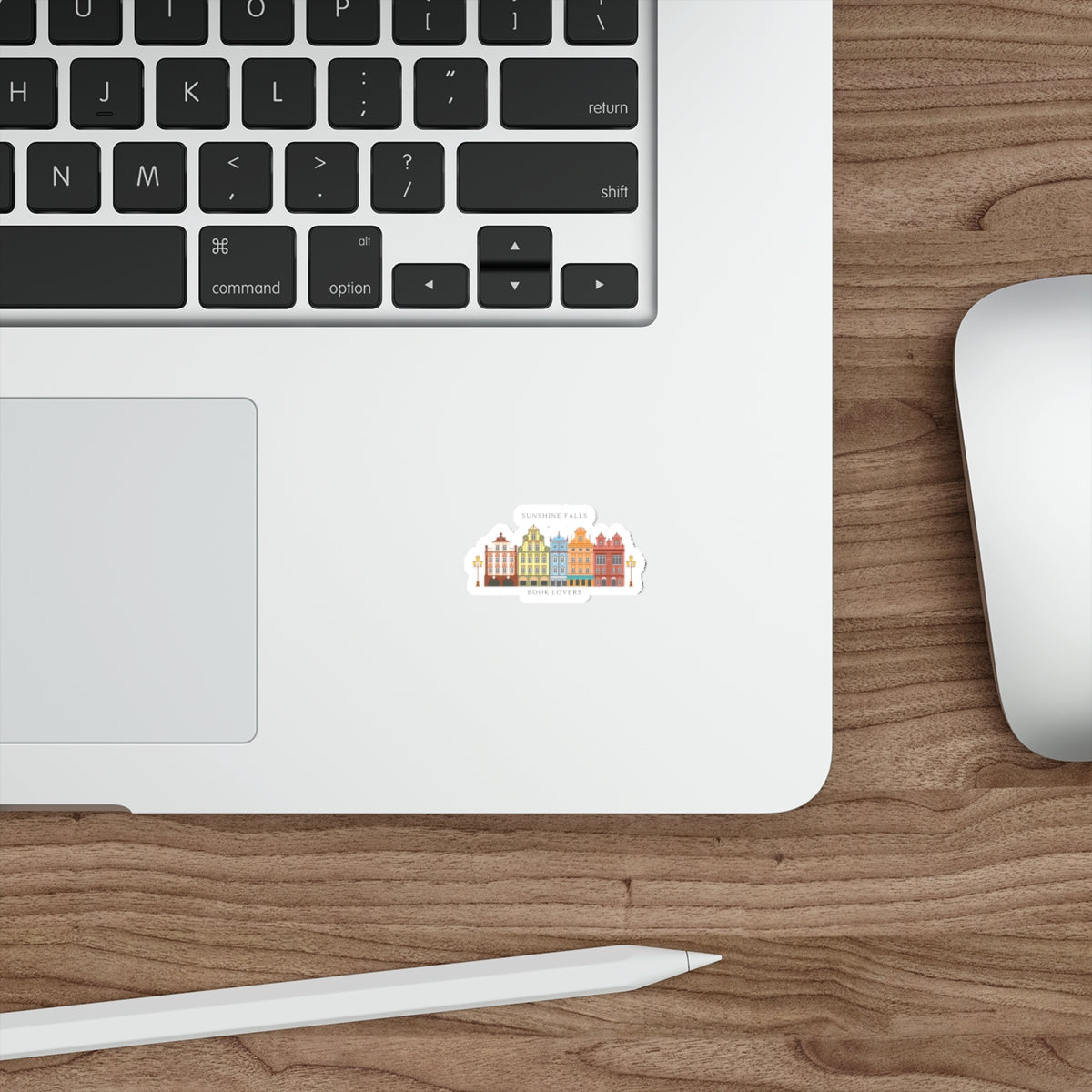 Sunshine Falls Book Lovers Die-Cut Sticker — Colorful Rowhouse Bookstore Decal