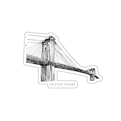 Bridge Sketch Die-Cut Sticker — 'In Five Years' Minimalist Architectural Decal