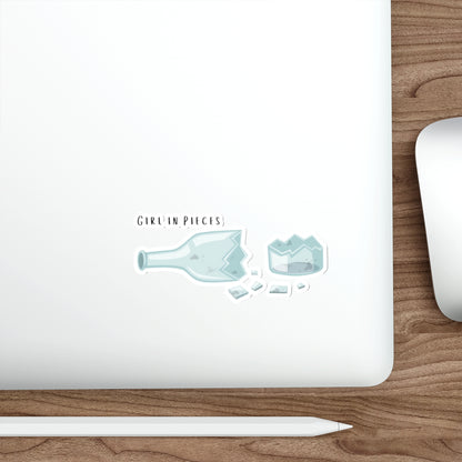 “Girl in Pieces” Broken Bottle Illustration (Emo/Goth Laptop Sticker)