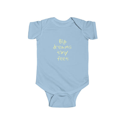 Baby Bodysuit - "Big Dreams Tiny Feet" Cute Infant One-Piece (Grey)