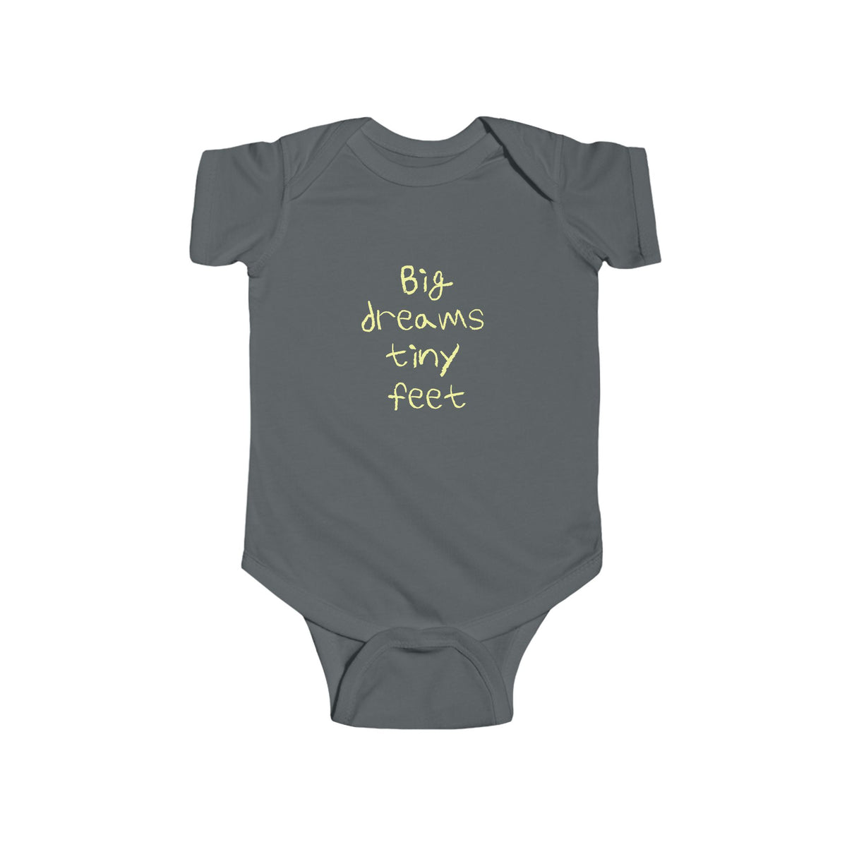 Baby Bodysuit - "Big Dreams Tiny Feet" Cute Infant One-Piece (Grey)