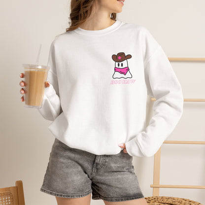 Boo Haw cowboy ghost Sweatshirt | Western ghost design, pink bandana