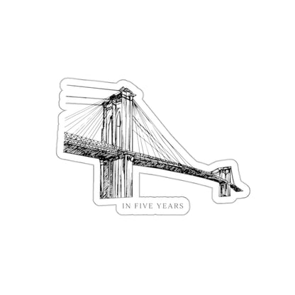 Bridge Sketch Die-Cut Sticker — 'In Five Years' Minimalist Architectural Decal