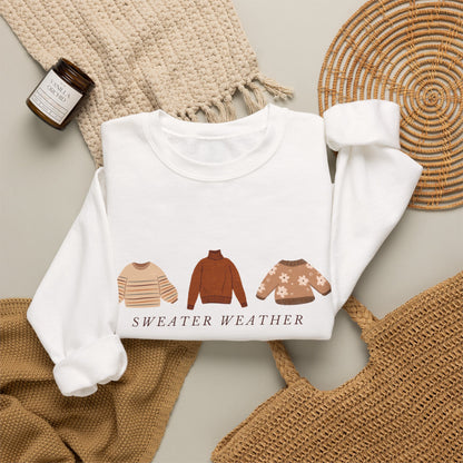 Sweater Weather illustration Sweatshirt | cozy knit sweaters graphic