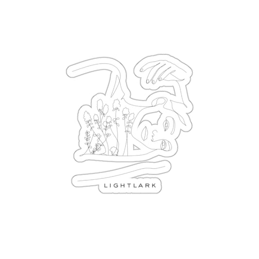 Minimal Floral Line Art Sticker — 'LIGHTLARK' Die-Cut Vinyl Sticker
