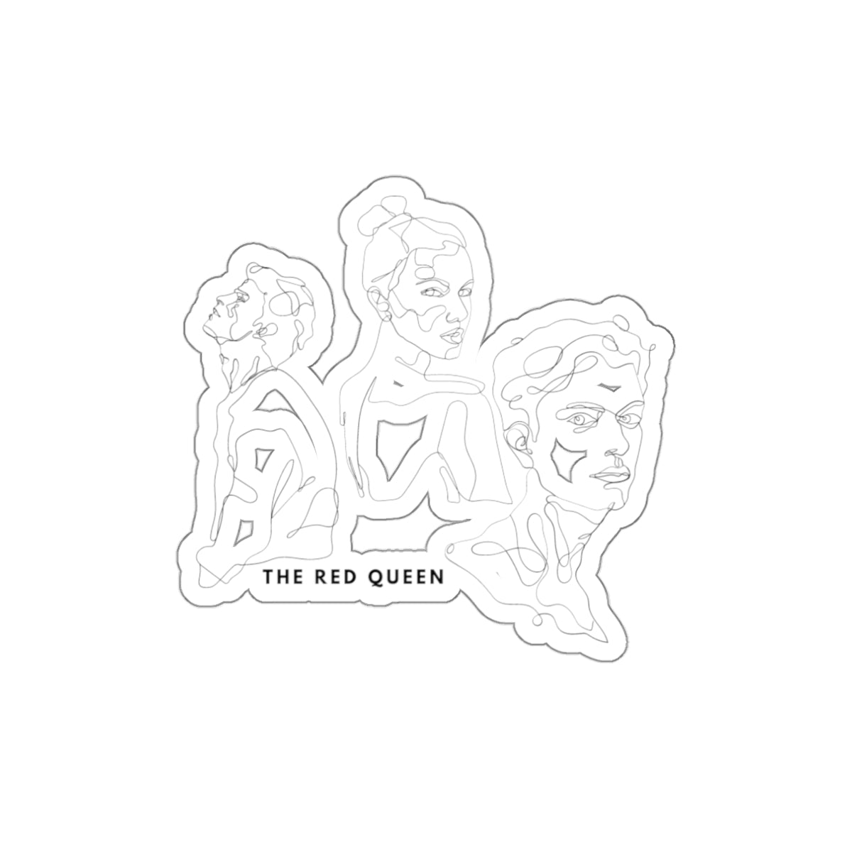 Die-Cut Sticker — Minimal Line Portraits "The Red Queen" (3 Faces)