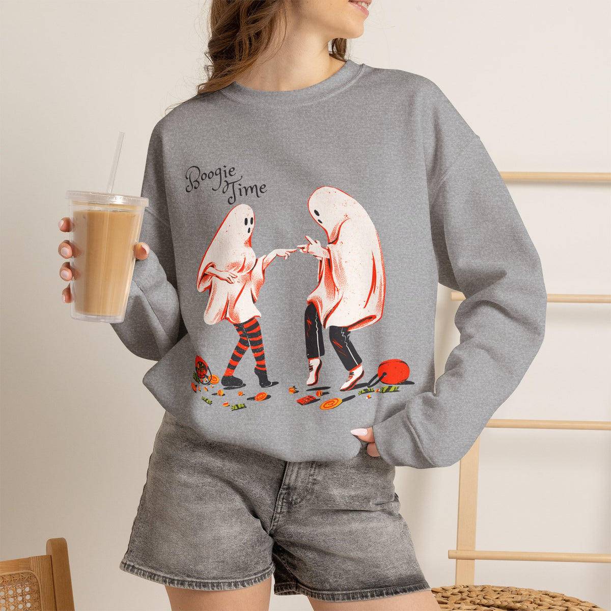 Boogie Time ghost dancers Sweatshirt | Halloween spooky illustration