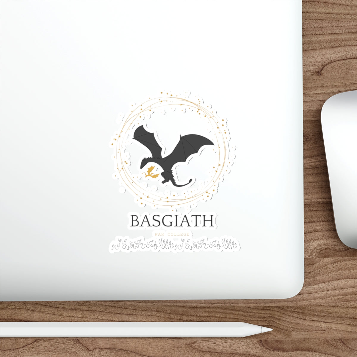 Basgiath Dragon Die-Cut Sticker — Black Dragon Emblem Sticker for Laptops & Notebooks